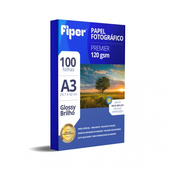Papel Foto Glossy 120G/M² - A3 - 100 Fls Papel Foto Glossy 120G/M² - A3 - 100 Fls