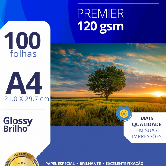 Papel Foto Glossy 120G/M² A4 - 100 Fls Papel Foto Glossy 120G/M² A4 - 100 Fls