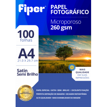 Papel Foto Microporoso Satin 260G/M² A4  100 Fls