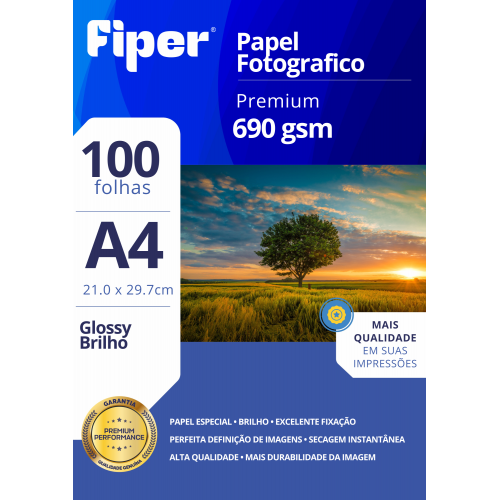 Papel Foto Glossy C/ Ima 690G/M² A4 - 100 Fls